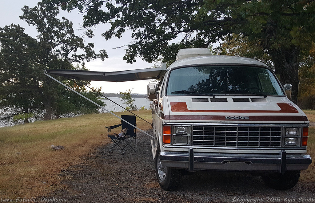 RV parked by the lake