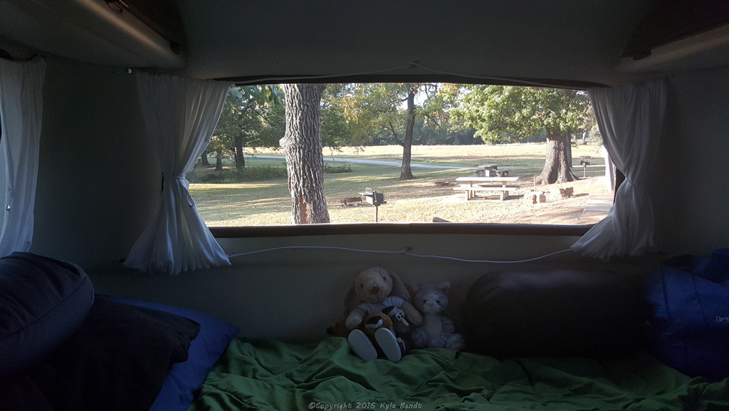 Looking out the back of the van. Hoppy and friends like to hang out here. 