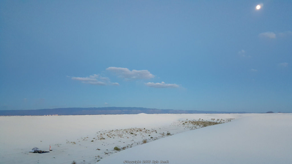 You can see the moon in the upper right hand corner and my tent in the lower left. 