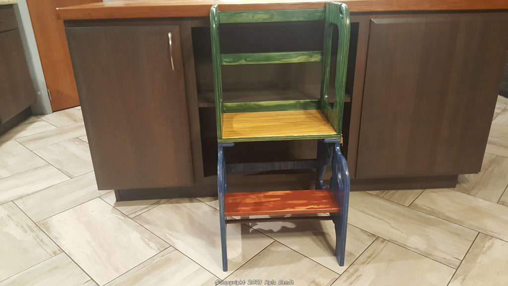 A colorful kid's step stool.