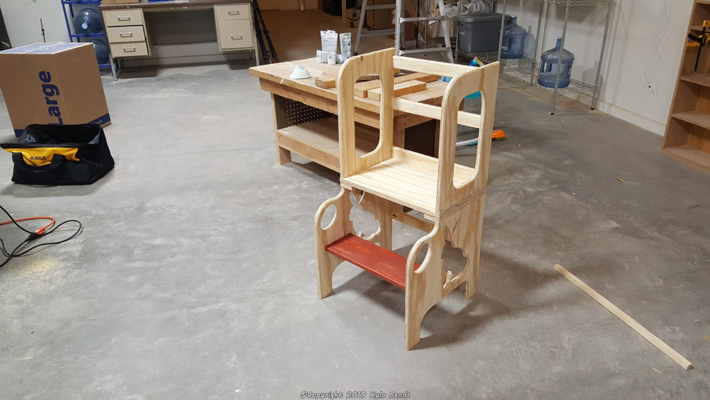 Kid's step stool in the process of being built.