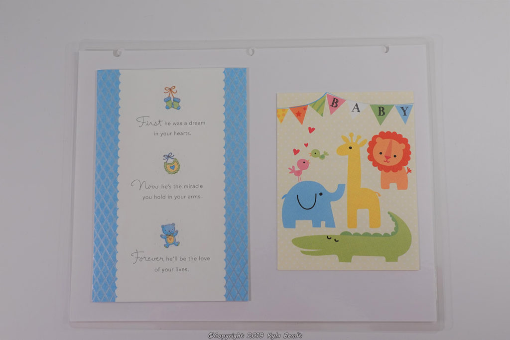 laminated baby book page - cards