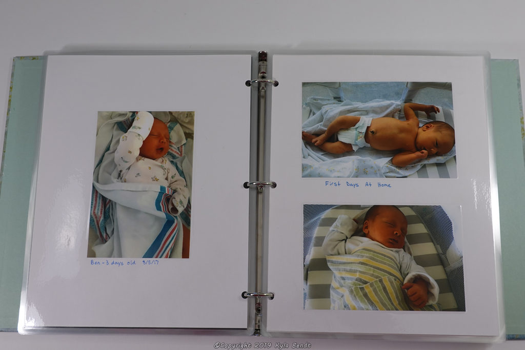 laminated baby book page - photos